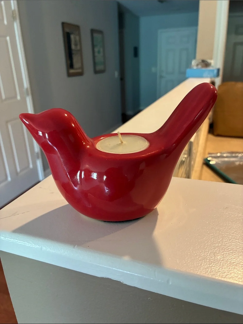 Pier 1 vintage Red Ceramic Bird Tea Light Holder